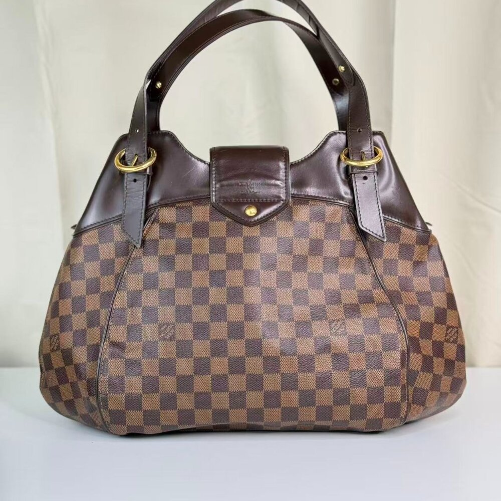Louis Vuitton Damier Ebene Sistina GM Shoulder Bag Brown Checkerboard Pattern - Picture 4 of 10